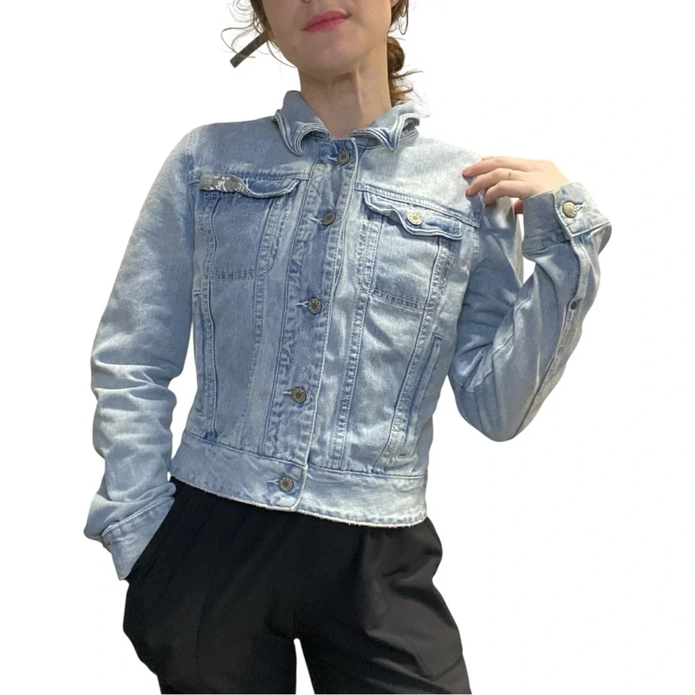 Free People Light Wash Cropped Denim Jacket Small - Picture 1 of 13